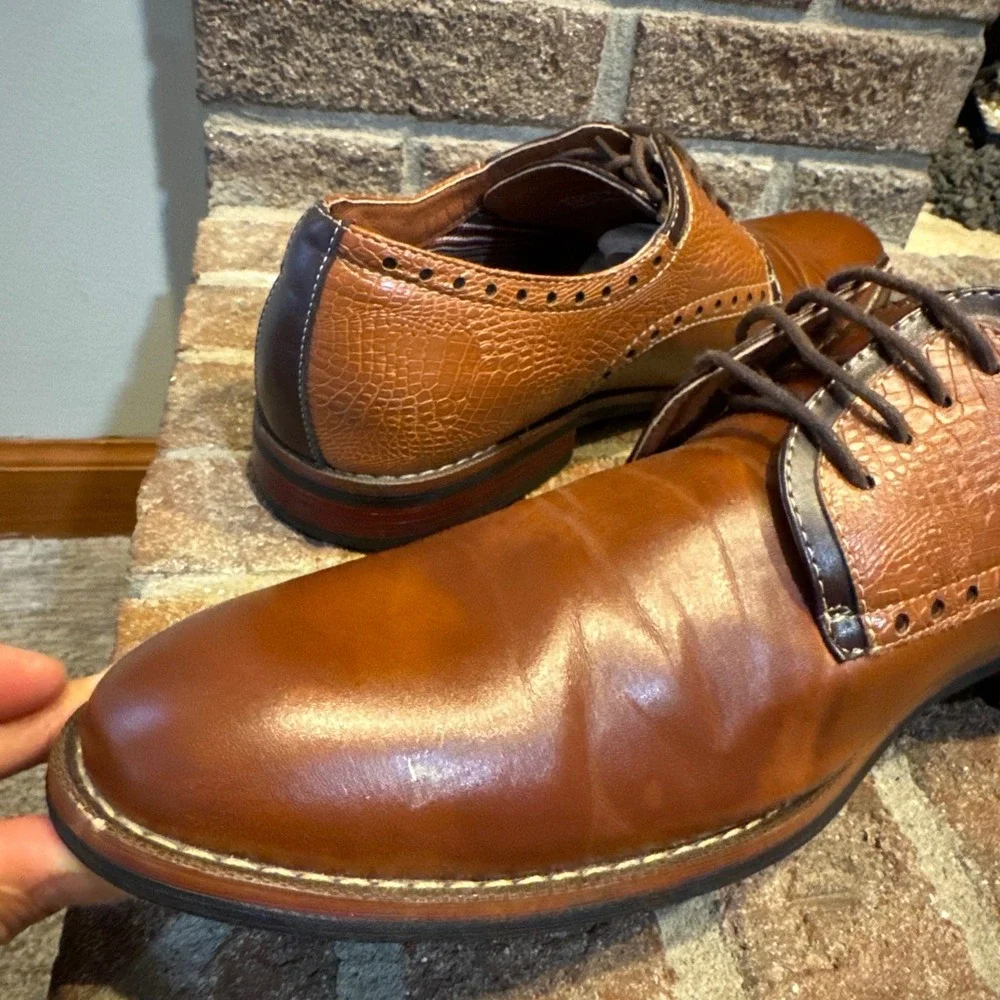 Ferro Aldo Men's Round Toe Lace Up Two Tone Oxfords Dress Shoes Size 11